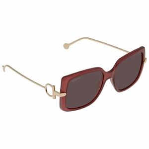 Salvatore Ferragamo SF913S Burgundy Gold Logo Square Sunglasses Womens